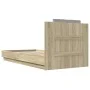 Bed frame headboard LED lights Sonoma oak 75x190 cm by , Beds and slatted bases - Ref: Foro24-3210068, Price: 154,60 €, Disco...