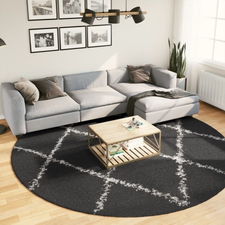 Modern high pile rug PAMPLONA black and cream Ø 280 cm by , Rugs - Ref: Foro24-375425, Price: 108,83 €, Discount: %