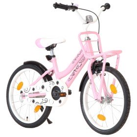 Bicicleta niños y portaequipajes delantero 18" rosa y negra