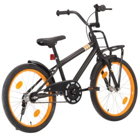 Bicicleta niños y portaequipajes delantero 20" negro y naranja