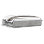 Bed frame with LED lights concrete gray wood 200x200 cm by , Beds and slatted bases - Ref: Foro24-3209586, Price: 189,56 €, D...