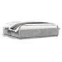Bed frame with LED lights concrete gray wood 200x200 cm by , Beds and slatted bases - Ref: Foro24-3209586, Price: 187,24 €, D...