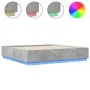 Bed frame with LED lights concrete gray wood 200x200 cm by , Beds and slatted bases - Ref: Foro24-3209586, Price: 187,24 €, D...