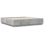 Bed frame with LED lights concrete gray wood 200x200 cm by , Beds and slatted bases - Ref: Foro24-3209586, Price: 187,24 €, D...