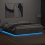 Bed frame with LED lights concrete gray wood 200x200 cm by , Beds and slatted bases - Ref: Foro24-3209586, Price: 189,56 €, D...