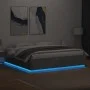 Bed frame with LED lights concrete gray wood 200x200 cm by , Beds and slatted bases - Ref: Foro24-3209586, Price: 187,24 €, D...