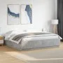 Bed frame with LED lights concrete gray wood 200x200 cm by , Beds and slatted bases - Ref: Foro24-3209586, Price: 187,24 €, D...