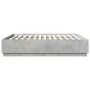 Bed frame with LED lights concrete gray wood 200x200 cm by , Beds and slatted bases - Ref: Foro24-3209586, Price: 187,24 €, D...