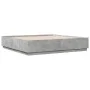Bed frame with LED lights concrete gray wood 200x200 cm by , Beds and slatted bases - Ref: Foro24-3209586, Price: 187,24 €, D...