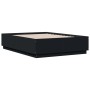 Bed frame with LED lights black engineered wood 120x190cm by , Beds and slatted bases - Ref: Foro24-3209654, Price: 162,78 €,...