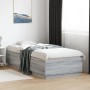Bed frame with LED lights Sonoma gray wood 90x200 cm by , Beds and slatted bases - Ref: Foro24-3209637, Price: 139,53 €, Disc...