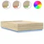 Sonoma oak wood bed frame with LED lights 160x200 cm by , Beds and slatted bases - Ref: Foro24-3209599, Price: 172,11 €, Disc...