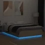 Sonoma oak wood bed frame with LED lights 160x200 cm by , Beds and slatted bases - Ref: Foro24-3209599, Price: 172,11 €, Disc...