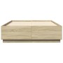 Sonoma oak wood bed frame with LED lights 160x200 cm by , Beds and slatted bases - Ref: Foro24-3209599, Price: 174,22 €, Disc...