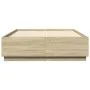 Sonoma oak wood bed frame with LED lights 160x200 cm by , Beds and slatted bases - Ref: Foro24-3209599, Price: 172,11 €, Disc...