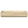 Sonoma oak wood bed frame with LED lights 160x200 cm by , Beds and slatted bases - Ref: Foro24-3209599, Price: 174,22 €, Disc...