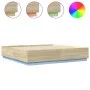 Sonoma oak wood bed frame with LED lights 180x200 cm by , Beds and slatted bases - Ref: Foro24-3209592, Price: 178,93 €, Disc...