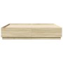 Sonoma oak wood bed frame with LED lights 180x200 cm by , Beds and slatted bases - Ref: Foro24-3209592, Price: 181,14 €, Disc...