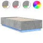 Estructura de cama con luces LED madera gris hormigón 90x200 cm de , Camas y somieres - Ref: Foro24-3209635, Precio: 132,87 €...