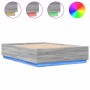 Bettgestell aus grauem Sonoma-Holz mit LED-Leuchten, 150 x 200 cm von , Betten und Lattenroste - Ref: Foro24-3209609, Preis: ...