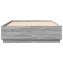 Sonoma gray wood bed frame with LED lights 150x200 cm by , Beds and slatted bases - Ref: Foro24-3209609, Price: 175,12 €, Dis...