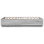 Bettgestell aus grauem Sonoma-Holz mit LED-Leuchten, 150 x 200 cm von , Betten und Lattenroste - Ref: Foro24-3209609, Preis: ...