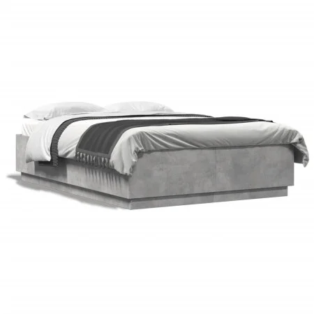 Estructura de cama madera de ingeniería gris hormigón 140x200cm de , Camas y somieres - Ref: Foro24-3209705, Precio: 148,52 €...