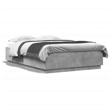 Estructura de cama madera de ingeniería gris hormigón 140x200cm de , Camas y somieres - Ref: Foro24-3209705, Precio: 150,32 €...