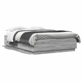 Sonoma gray engineered wood bed frame 140x200 cm by , Beds and slatted bases - Ref: Foro24-3209707, Price: 153,08 €, Discount: %