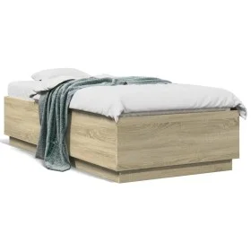 Sonoma oak engineered wood bed frame 90x190 cm by , Beds and slatted bases - Ref: Foro24-3209753, Price: 109,64 €, Discount: %