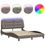 Bed frame with LED lights taupe gray fabric 120x200 cm by , Beds and slatted bases - Ref: Foro24-3213694, Price: 227,32 €, Di...