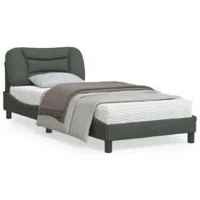 Bed frame with LED lights dark gray fabric 90x200 cm by , Beds and slatted bases - Ref: Foro24-3213677, Price: 148,53 €, Disc...