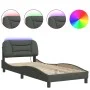 Estructura de cama con luces LED tela gris oscuro 90x200 cm de , Camas y somieres - Ref: Foro24-3213677, Precio: 154,81 €, De...