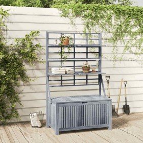 Caja de almacenaje de madera maciza de acacia gris 99x55x160 cm