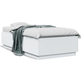 White engineered wood bed frame 75x190 cm by , Beds and slatted bases - Ref: Foro24-3209758, Price: 110,52 €, Discount: %