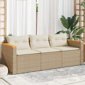 3-seater garden sofa with beige synthetic rattan cushions by , Outdoor sofas - Ref: Foro24-365831, Price: 252,61 €, Discount: %
