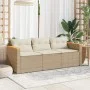 3-seater garden sofa with beige synthetic rattan cushions by , Outdoor sofas - Ref: Foro24-365831, Price: 252,61 €, Discount: %