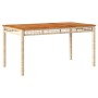 Synthetic rattan garden table beige acacia wood 140x80x75 cm by , Garden tables - Ref: Foro24-366278, Price: 140,92 €, Discou...