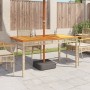 Synthetic rattan garden table beige acacia wood 140x80x75 cm by , Garden tables - Ref: Foro24-366278, Price: 140,92 €, Discou...
