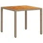 Mesa de jardín de ratán PE y madera acacia beige 90x90x75 cm de , Mesas de jardín - Ref: Foro24-368124, Precio: 112,60 €, Des...