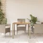 Mesa de jardín de ratán PE y madera acacia beige 90x90x75 cm de , Mesas de jardín - Ref: Foro24-368124, Precio: 112,60 €, Des...