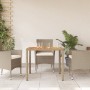 Mesa de jardín de ratán PE y madera acacia beige 90x90x75 cm de , Mesas de jardín - Ref: Foro24-368124, Precio: 125,79 €, Des...