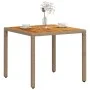 Mesa de jardín de ratán PE y madera acacia beige 90x90x75 cm de , Mesas de jardín - Ref: Foro24-368124, Precio: 112,60 €, Des...