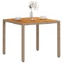 Mesa de jardín de ratán PE y madera acacia beige 90x90x75 cm de , Mesas de jardín - Ref: Foro24-368124, Precio: 125,79 €, Des...