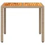 Mesa de jardín de ratán PE y madera acacia beige 90x90x75 cm de , Mesas de jardín - Ref: Foro24-368124, Precio: 112,60 €, Des...