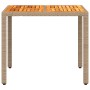 Mesa de jardín de ratán PE y madera acacia beige 90x90x75 cm de , Mesas de jardín - Ref: Foro24-368124, Precio: 125,79 €, Des...