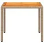 Mesa de jardín de ratán PE y madera acacia beige 90x90x75 cm de , Mesas de jardín - Ref: Foro24-368124, Precio: 112,60 €, Des...