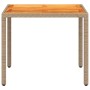 Mesa de jardín de ratán PE y madera acacia beige 90x90x75 cm de , Mesas de jardín - Ref: Foro24-368124, Precio: 125,79 €, Des...