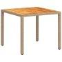 Mesa de jardín de ratán PE y madera acacia beige 90x90x75 cm de , Mesas de jardín - Ref: Foro24-368124, Precio: 112,60 €, Des...