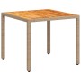 Mesa de jardín de ratán PE y madera acacia beige 90x90x75 cm de , Mesas de jardín - Ref: Foro24-368124, Precio: 125,79 €, Des...